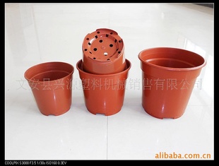 红色筒型塑料花盆T150*145