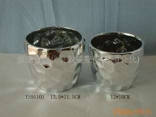 厂家直销 陶瓷电镀花盆 陶瓷工艺品 套二花盆
