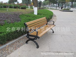 高品质结实铸铁塑木长椅 塑木座椅 木塑公园椅 欧式铸铁休闲椅