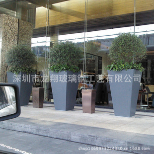 厂家大型户外方形玻璃钢花盆 玻璃钢花盆容器 商场酒店花器
