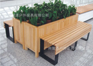 实木园林花箱 防腐木园林花箱木制花箱 铁架坐板花箱户外花箱