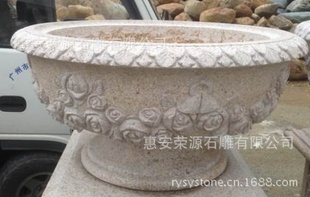 石雕花盆 黄锈石花钵 成品花钵 景观设施花钵一件混批HP025