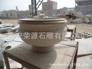 锈石石雕花盆/公园户外雕塑/石雕摆件/成品平底花钵SHP236-238