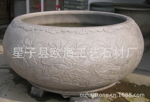 花岗岩水缸花盆 雕刻花盆摆件 公园小区设施