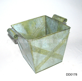 仿古带提手铁皮桶 仿古锌制铁桶 方形铁花盆
