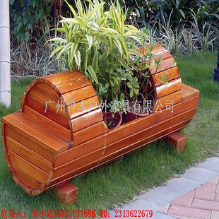 户外花园庭院园林景观木质用品 花箱 花桶 花车 厂家批发
