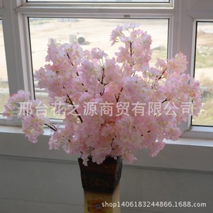 婚庆四叉仿真花樱花桃花绢花影楼梨花装饰假花道具落地花批发粉白