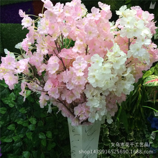 热销仿真3叉樱花 批发仿真花假花绢花 婚庆道具仿真植物