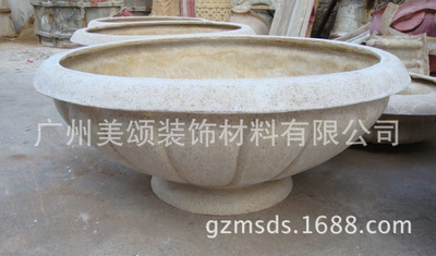 花盆批发 玻璃钢城市雕塑花钵 黄锈石花盆 人造沙岩景观花盆