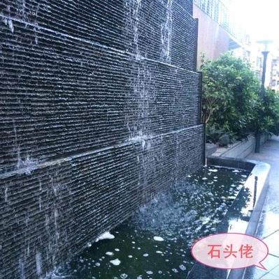 <厂家直销>人造黑色流水石水幕墙黑色石材背景墙诚招个地经销商