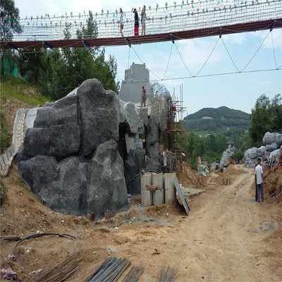 山东泰安岱岳区大汶口压哲欧式水泥艺术围栏厂塑石 假山 园林景观