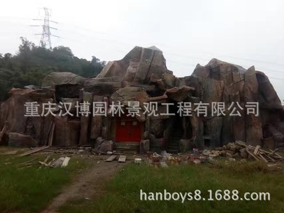 公园广场GRC假山塑石水景制作仿石景区大门制作GRC广场假山雕塑