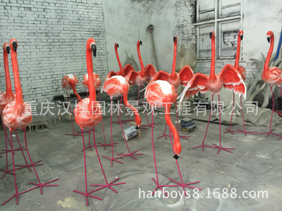 玻璃钢仿真火烈鸟雕塑树脂写实鸟类动物模型仿真鸵鸟雕塑造型摆件