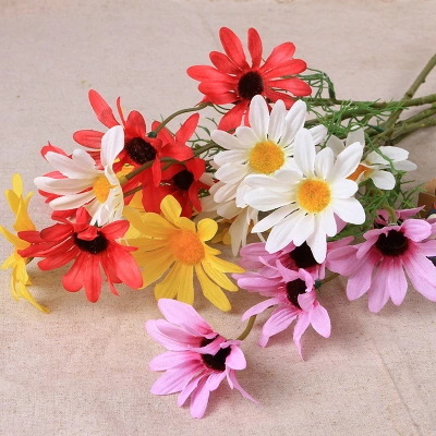 欧式 仿真花批发绢花假花植物淘宝 单枝五头波斯菊 荷兰菊