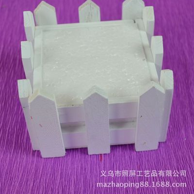 人造花仿真花木质插花花器10厘米白色木栅栏