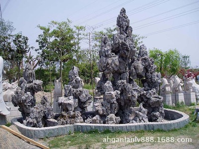 大量批发风水塑石假山 大型灵璧石假山设计制作