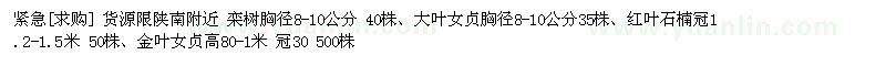 求购货源限陕南附近 栾树、大叶女贞、红叶石楠