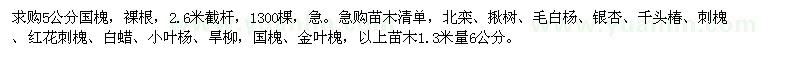 求购国槐、北栾、揪树、毛白杨、银杏、碧桃