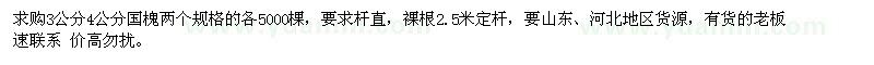 求购3、4公分国槐各5000棵