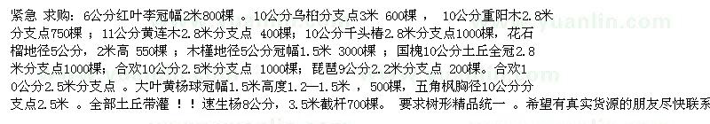 求购6公分红叶李冠幅2米800棵