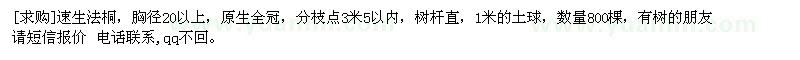 求购速生法桐，胸径20以上，原生全冠