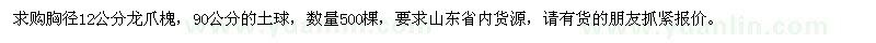 求购胸径12公分龙爪槐500棵