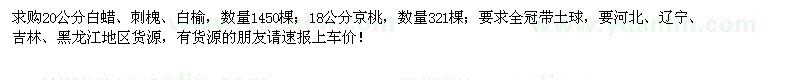 求购20公分白蜡、国槐、白榆、18公分京桃