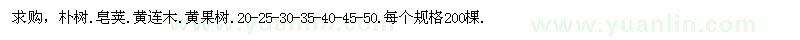 求购朴树、皂荚、黄连木、黄果树