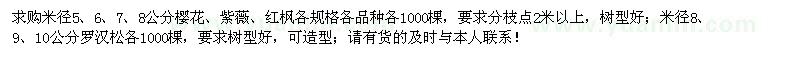 求购樱花、紫薇、红枫、罗汉松