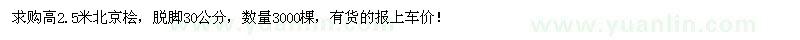 求购高2.5米北京桧3000棵