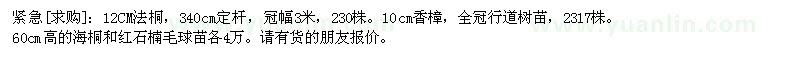 求购法桐。香樟。海桐和红石楠毛球苗