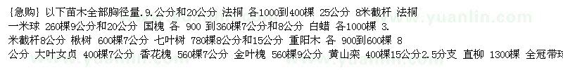 求购法桐 国槐 白蜡 楸树 七叶树 重阳木 大叶女贞 香花槐 黄山