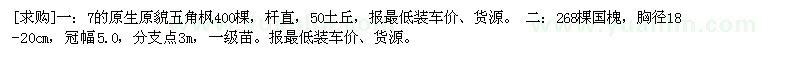 求购7的原生原貌五角枫 268棵国槐