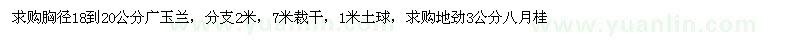 求购胸径18到20公分广玉兰