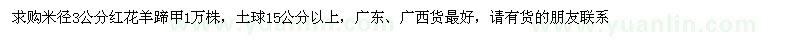 求购米径3公分红花羊蹄甲1万株