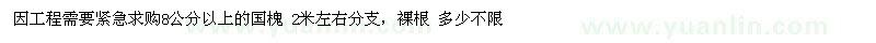 求购8公分以上的国槐 山苗也可以。