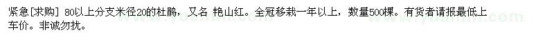 求购紧急 80以上分支米径20的杜鹃