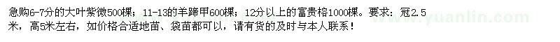 求购大叶紫薇、羊蹄甲、富贵榕