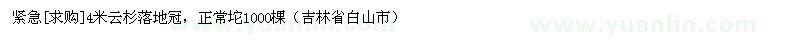 求购4米云杉落地冠，正常坨1000棵