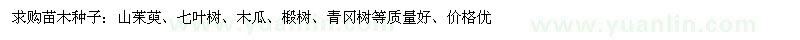 求购苗木种子：山茱萸、七叶树、木瓜、椴树、青冈树等