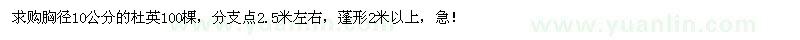 求购胸径10公分杜英100棵
