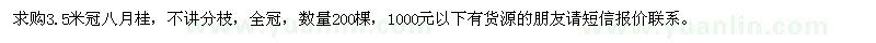 求购八月桂3.5米冠200棵 