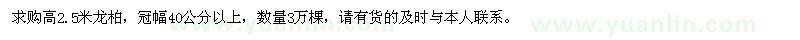 求购高2.5米龙柏3万棵