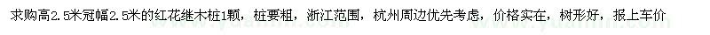 求购高2.5米冠幅2.5米的红花继木桩1颗