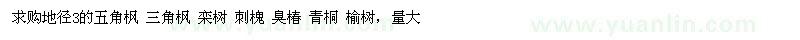 求购五角枫、三角枫、栾树、刺槐