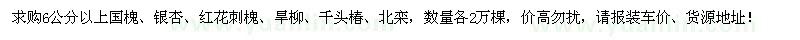 求购国槐、银杏、红花刺槐、旱柳、千头椿、北栾
