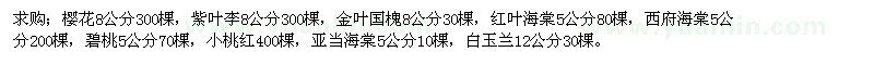 求购樱花、紫叶李、金叶国槐等