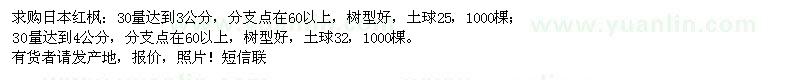 求购30量达到3、4公分日本红枫