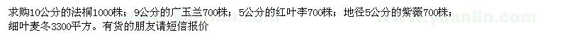 求购法桐、广玉兰、红叶李、紫薇、细叶麦冬