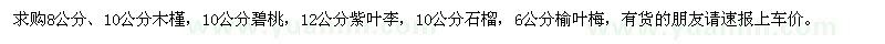 求购木槿、碧桃、紫叶李